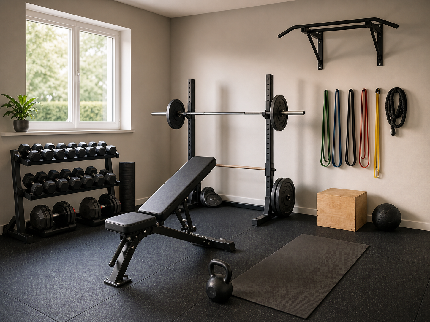 Foto realistica di una palestra fatta in casa